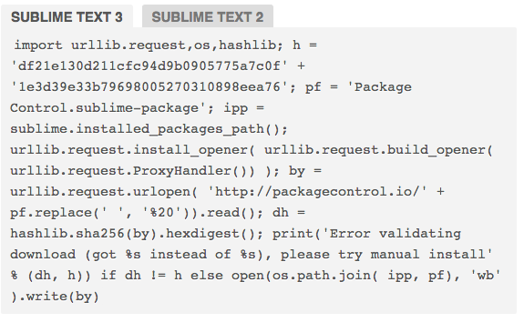 Package Control Install Command