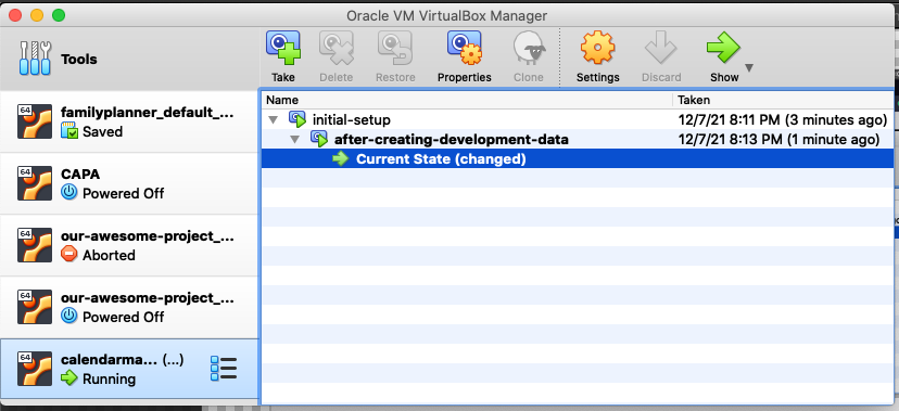 Stacked snapshots in VirtualBox GUI